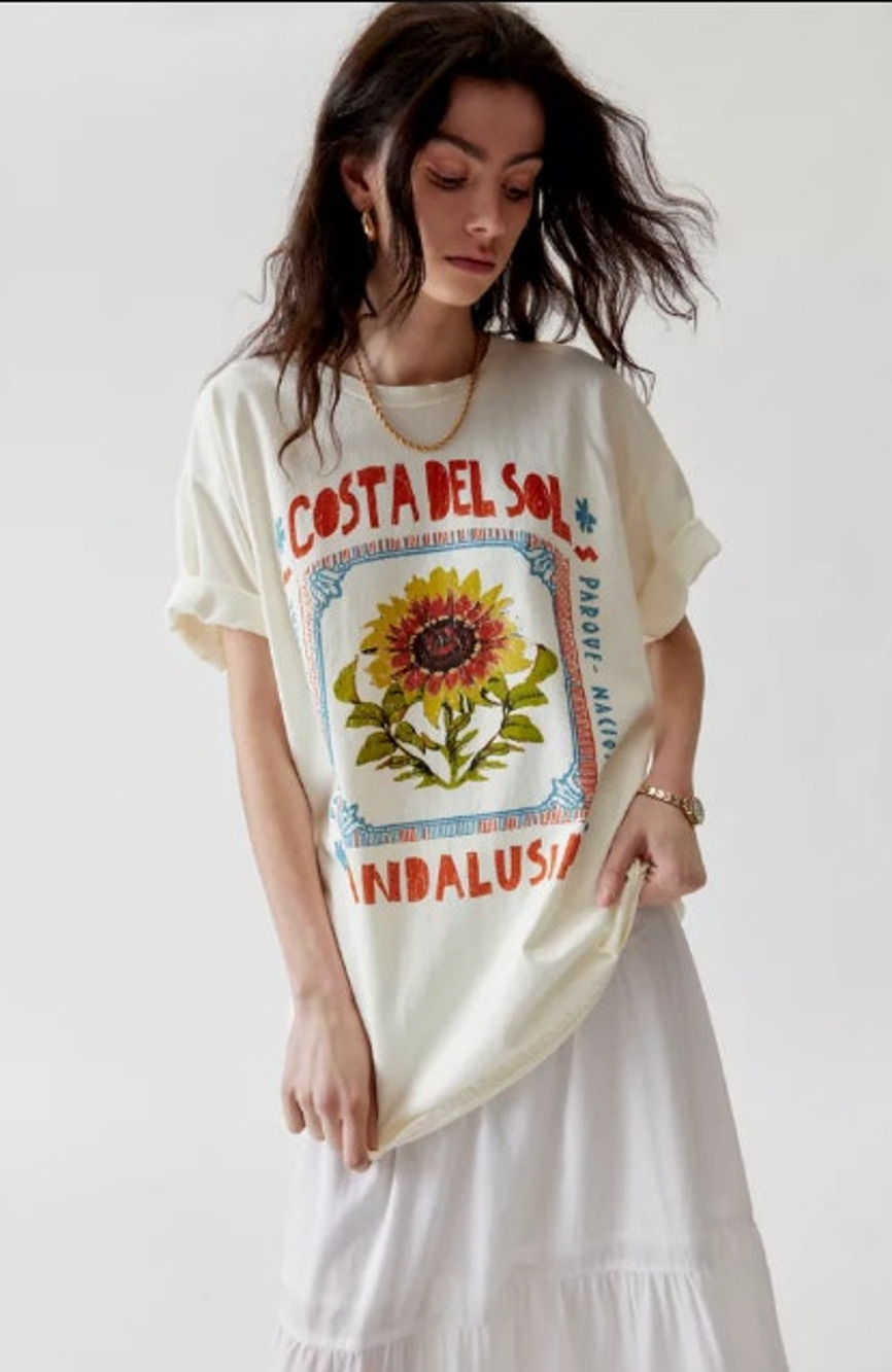 NEW! Urban Outfitters 'Costa Del Sol' T-Shirt Dress in WHITE (L/XL)